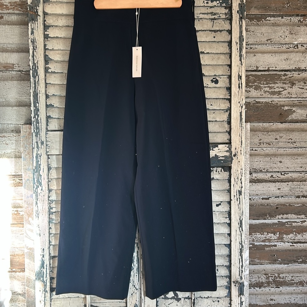 NWT Rebecca Taylor Navy Cropped Wide-Leg pant